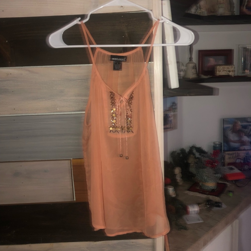 Wet Seal Sheer Orange TankTop - small size